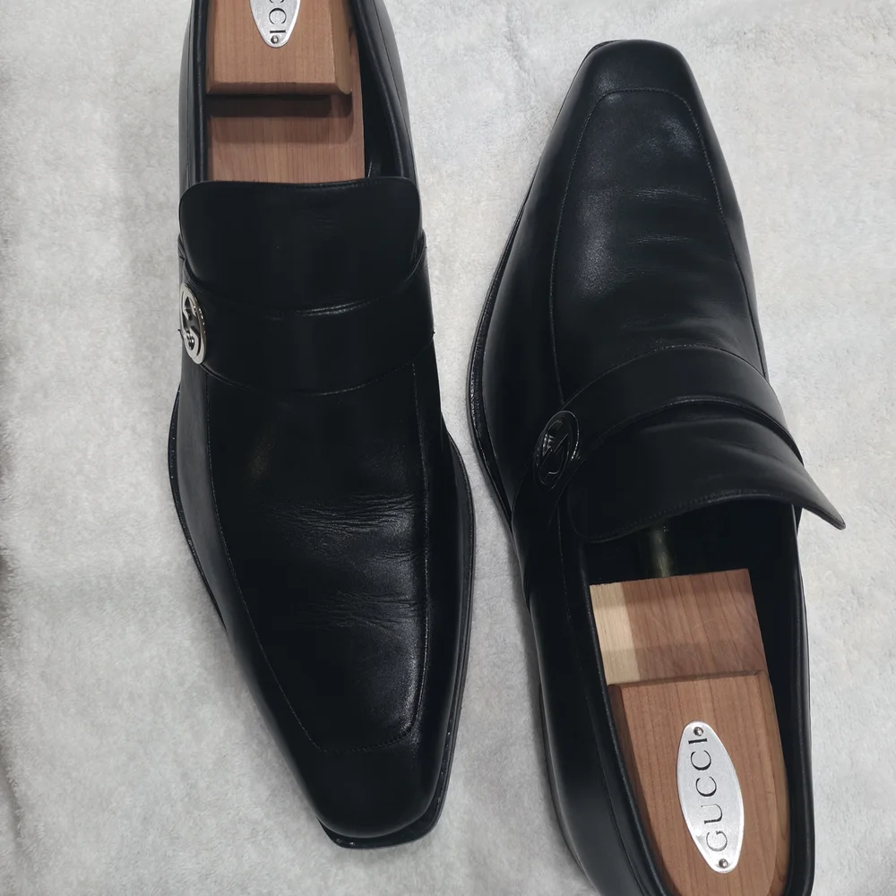 Gucci Black Leather Men’s Slip-On Loafers
